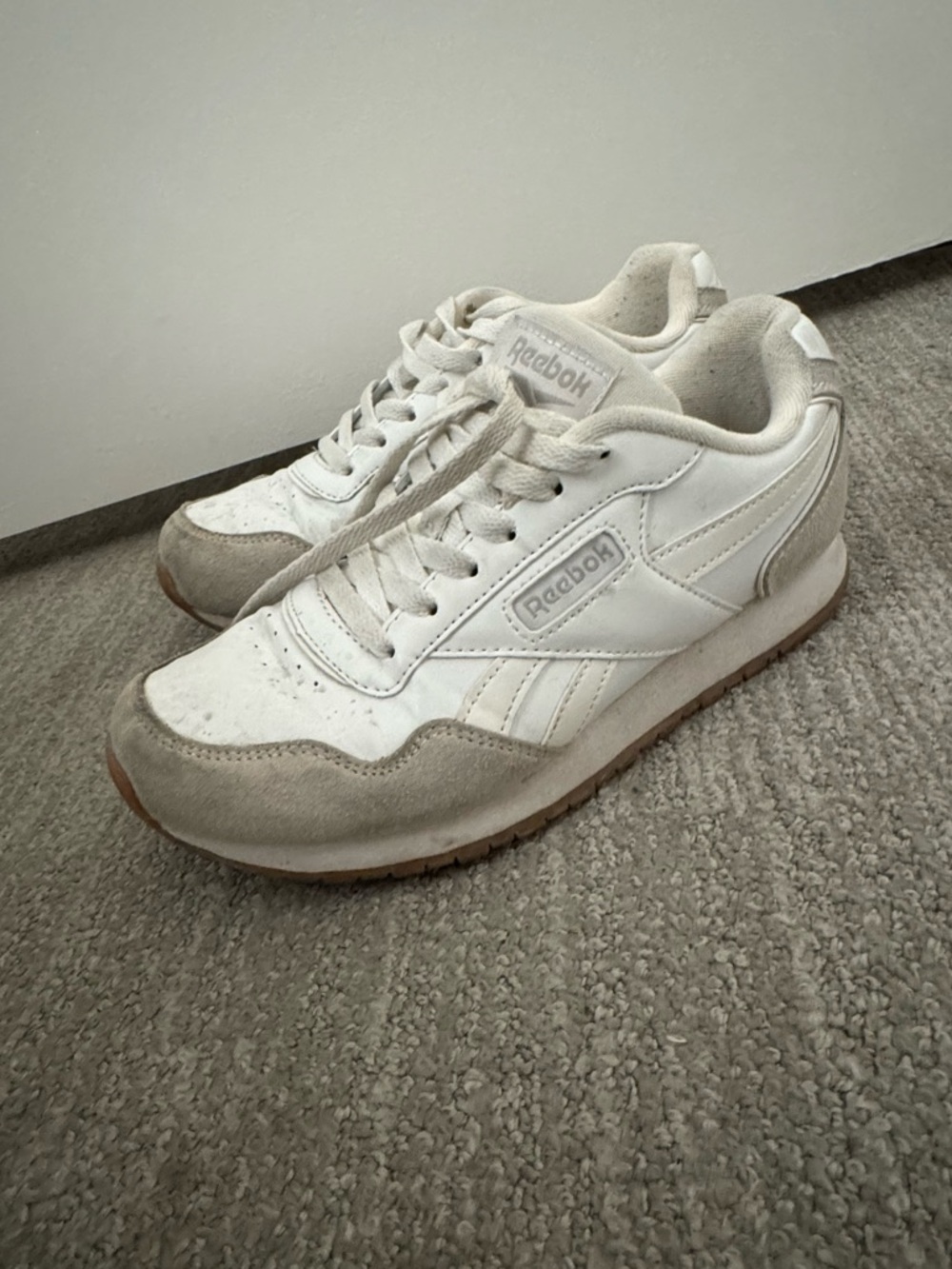 Reebok women’s White and Light Gray Classic Sneakers
